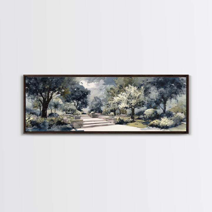 Garden Path Covered Framed Canvas Print, Impressionist Art, Landscape Wall Art, Living Room Decor, Fine Art, Impression, IMP-3x1-90