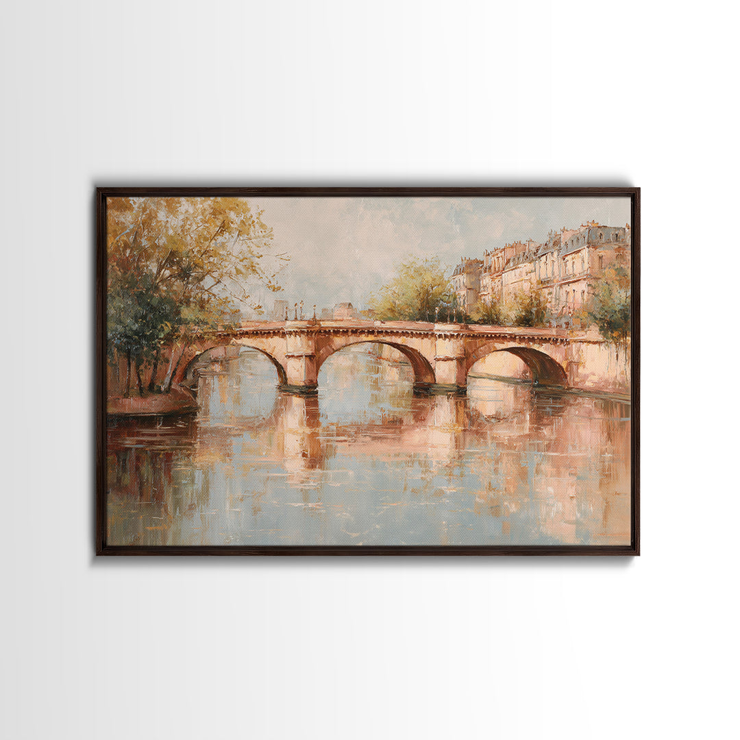 Paris Bridge Reflected Canvas Print, Impressionist Art, Modern Decor, Living Room Decor, Fine Art, Impression, Wall Decor, IMP-3x2-11