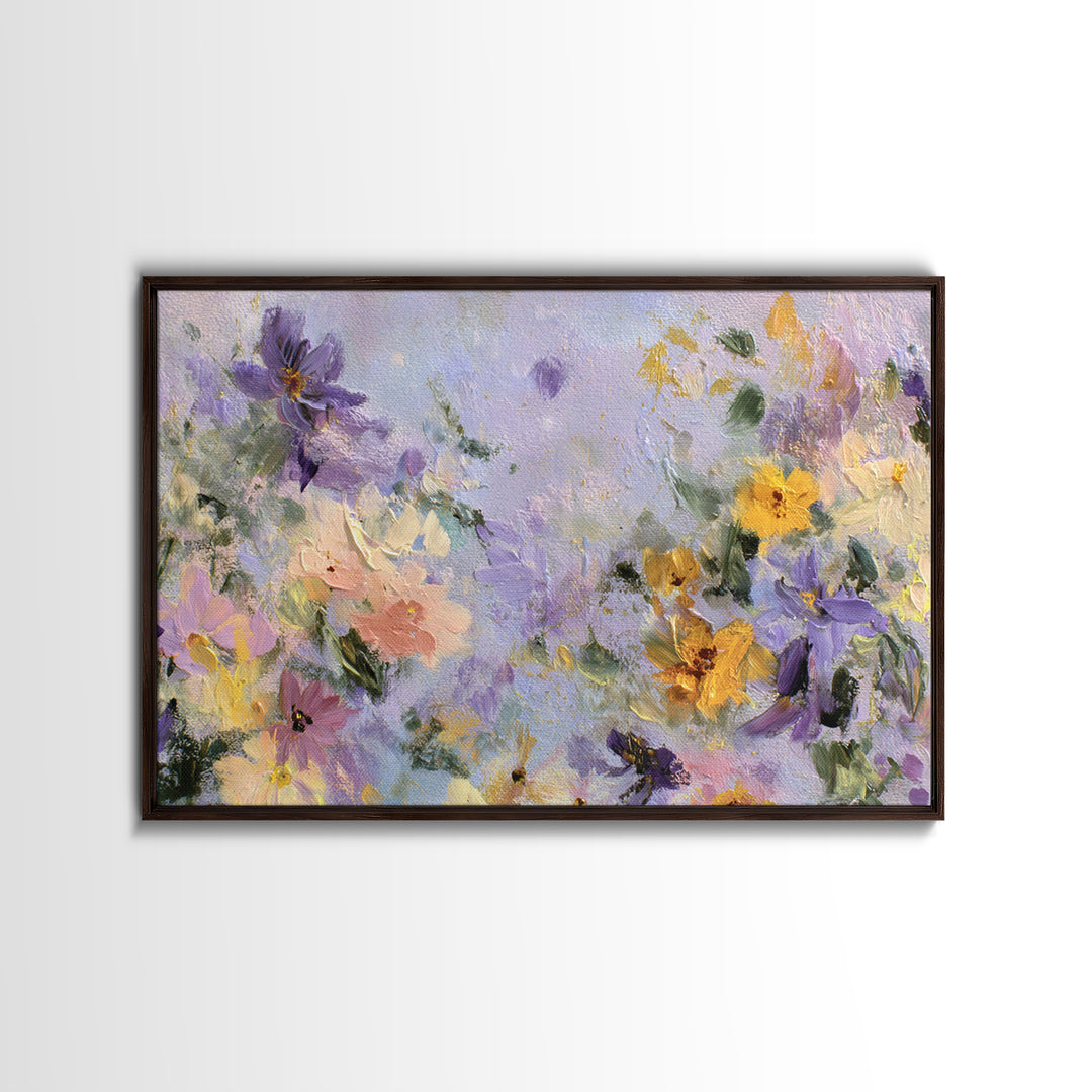 Wildflower Field in Loose Pastel Strokes Canvas Print, Impressionist Art, Modern Art, Living Room Decor, Oil Painting, IMP-3x2-12