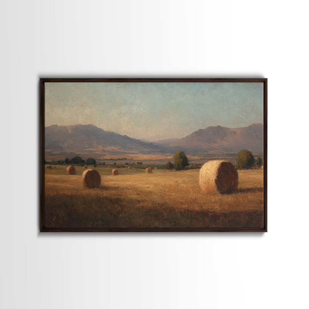 Haystacks Glowing at Golden Hour Canvas Print, Impressionist Art, Colorful Wall Art, Living Room Decor, Fine Art, Impression, IMP-3x2-32