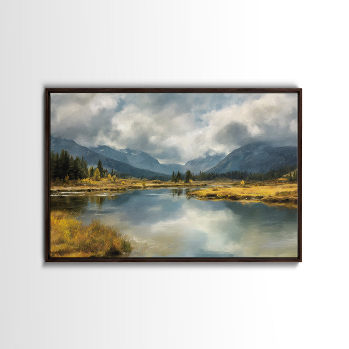 Mountain Lake with Sparkling Reflections Canvas Print, Impressionist Art, Luxury Decor, Living Room Decor, Fine Art, Impression, IMP-3x2-76