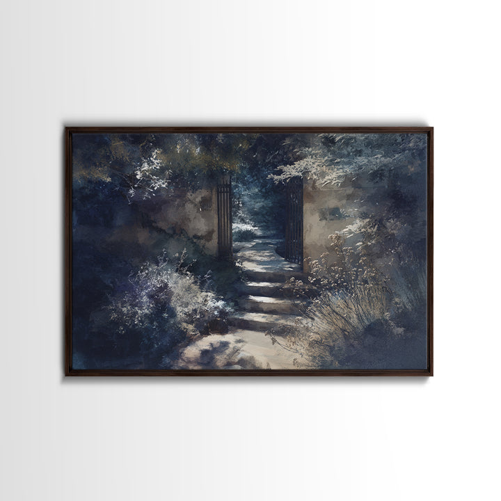 Garden Path Covered Framed Canvas Print, Impressionist Art, Flower Print, Living Room Decor, Watercolor Art, Impression, IMP-3x2-78