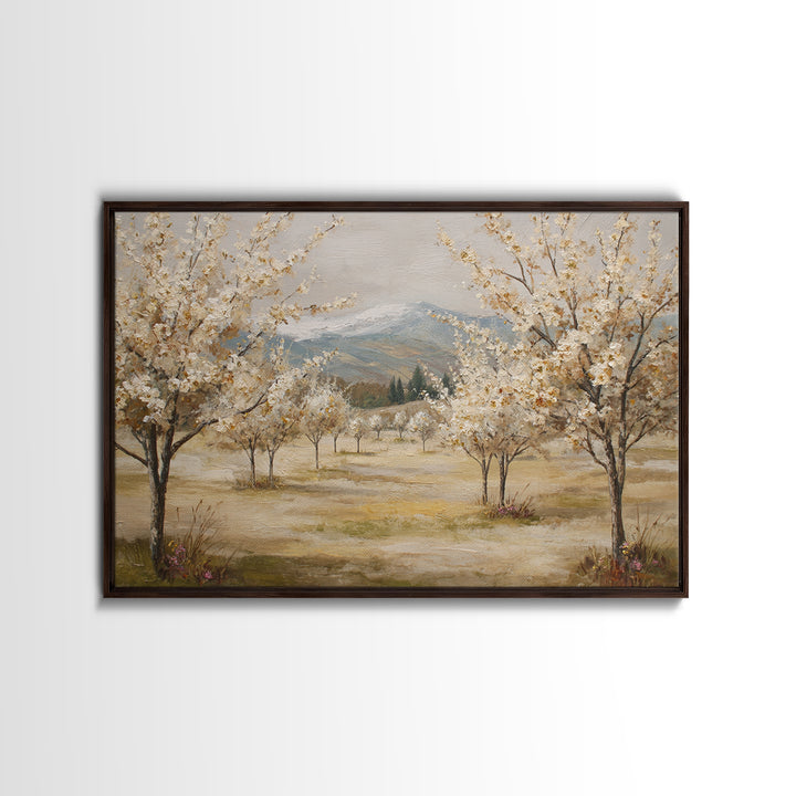 Spring Orchard with Blossoming Trees Canvas Print, Impressionist Art, Living Room Art, Living Room Decor, Impression, IMP-3x2-82