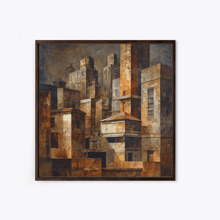 Industrial City Skyline Canvas Print, Industrial Art, Printables, Living Room Decor, Abstract Art, Foundry, Industrial Decor, IND-1x1-36