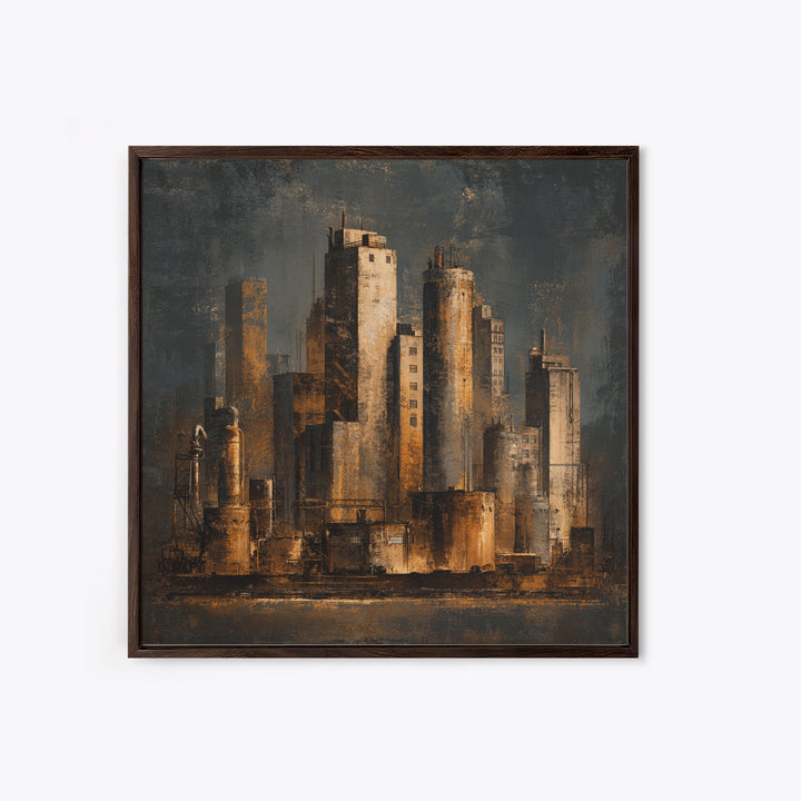 Industrial City Skyline Canvas Print, Industrial Art, Modern Art, Living Room Decor, Abstract Art, Foundry, Modern Decor, IND-1x1-60
