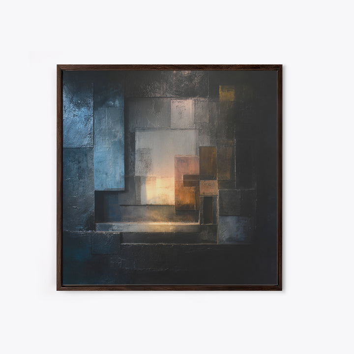 Abstract Smoke and Steel Shapes Framed Canvas Print, Industrial Art, Contemporary Art, Living Room Decor, Fine Art, Foundry, IND-1x1-72
