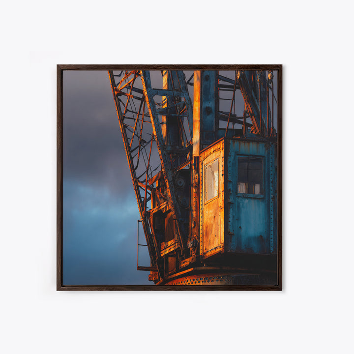 Warehouse Crane Silhouette Framed Canvas Print, Industrial Art, Luxury Decor, Living Room Decor, Oil Painting, Foundry, IND-1x1-79