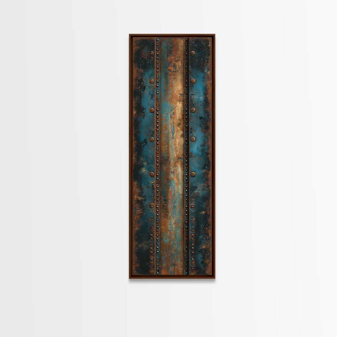 Riveted Metal Panel Texture Study Canvas Print, Industrial Art, Black and White Art, Living Room Decor, Fine Art, Foundry, IND-1x3-10