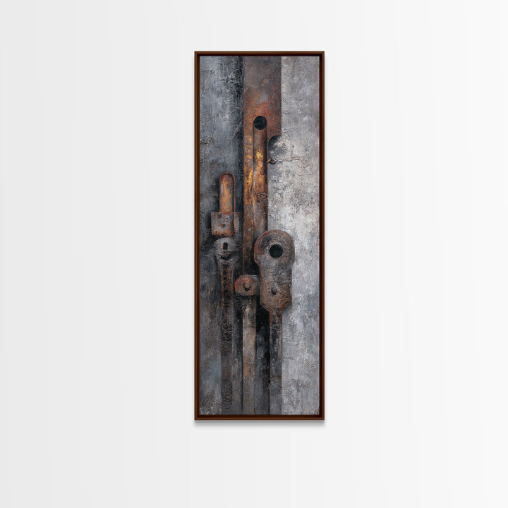 Abstract Smoke and Steel Shapes Canvas Print, Industrial Art, Printables, Living Room Decor, Abstract Art, Foundry, IND-1x3-12