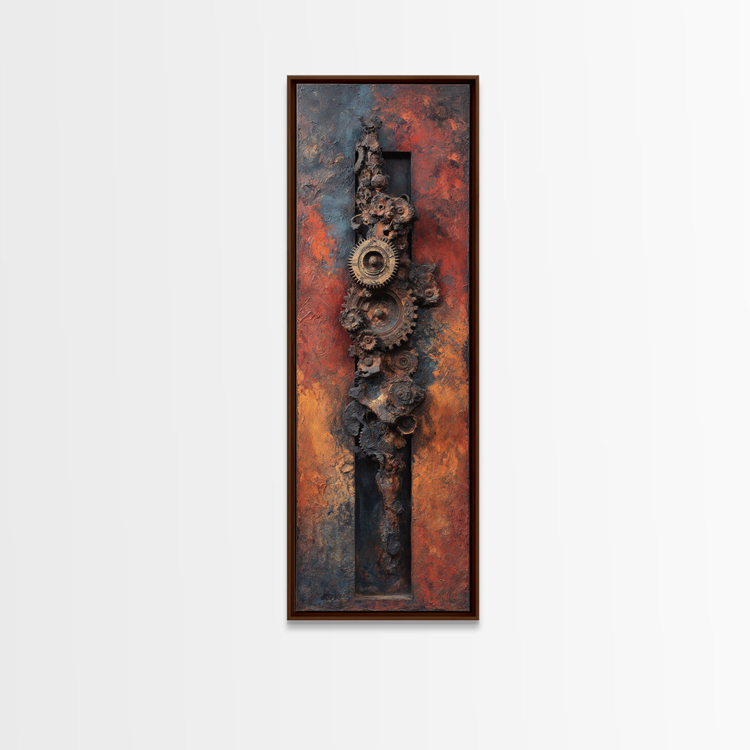 Rusted Gears Arranged as Sculptural Still Life Canvas Print, Industrial Art, Digital Prints, Living Room Decor, Foundry, IND-1x3-37