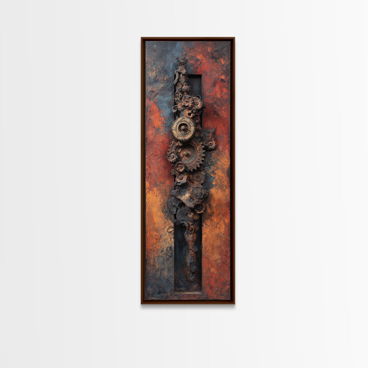 Rusted Gears Arranged as Sculptural Still Life Canvas Print, Industrial Art, Digital Prints, Living Room Decor, Foundry, IND-1x3-37