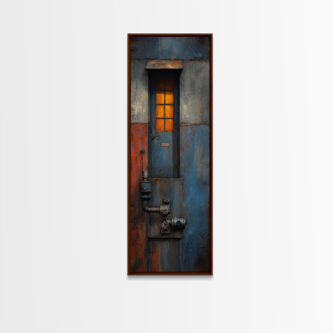 Old Factory Window Framed Canvas Print, Industrial Art, Minimalist Decor, Living Room Decor, Fine Art, Foundry, Wall Hanging, IND-1x3-62