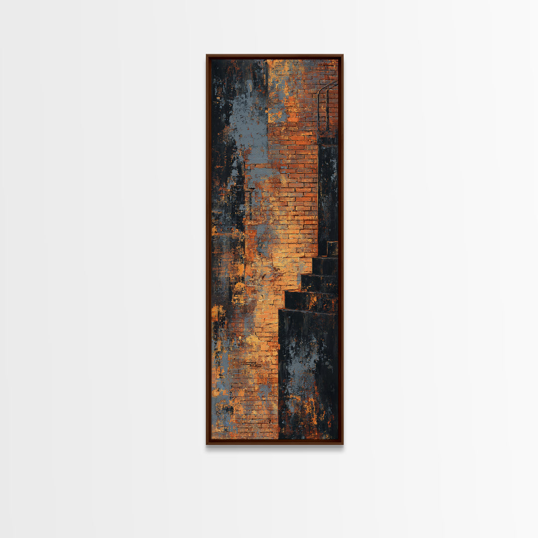 Exposed Brick Texture Abstract Framed Canvas Print, Industrial Art, Contemporary Art, Living Room Decor, Abstract Art, Foundry, IND-1x3-64
