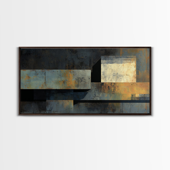 Concrete Wall Abstract Framed Canvas Print, Industrial Art, Printable Art, Living Room Decor, Abstract Art, Foundry, IND-2x1-29