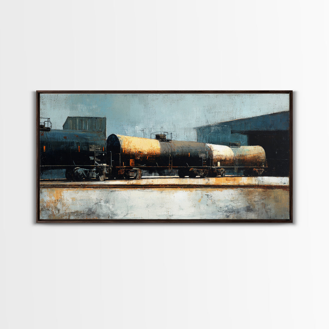 Urban Rail Yard Canvas Print, Industrial Art, Original Art, Living Room Decor, Foundry, Steampunk Decor, Bauhaus Poster, IND-2x1-41