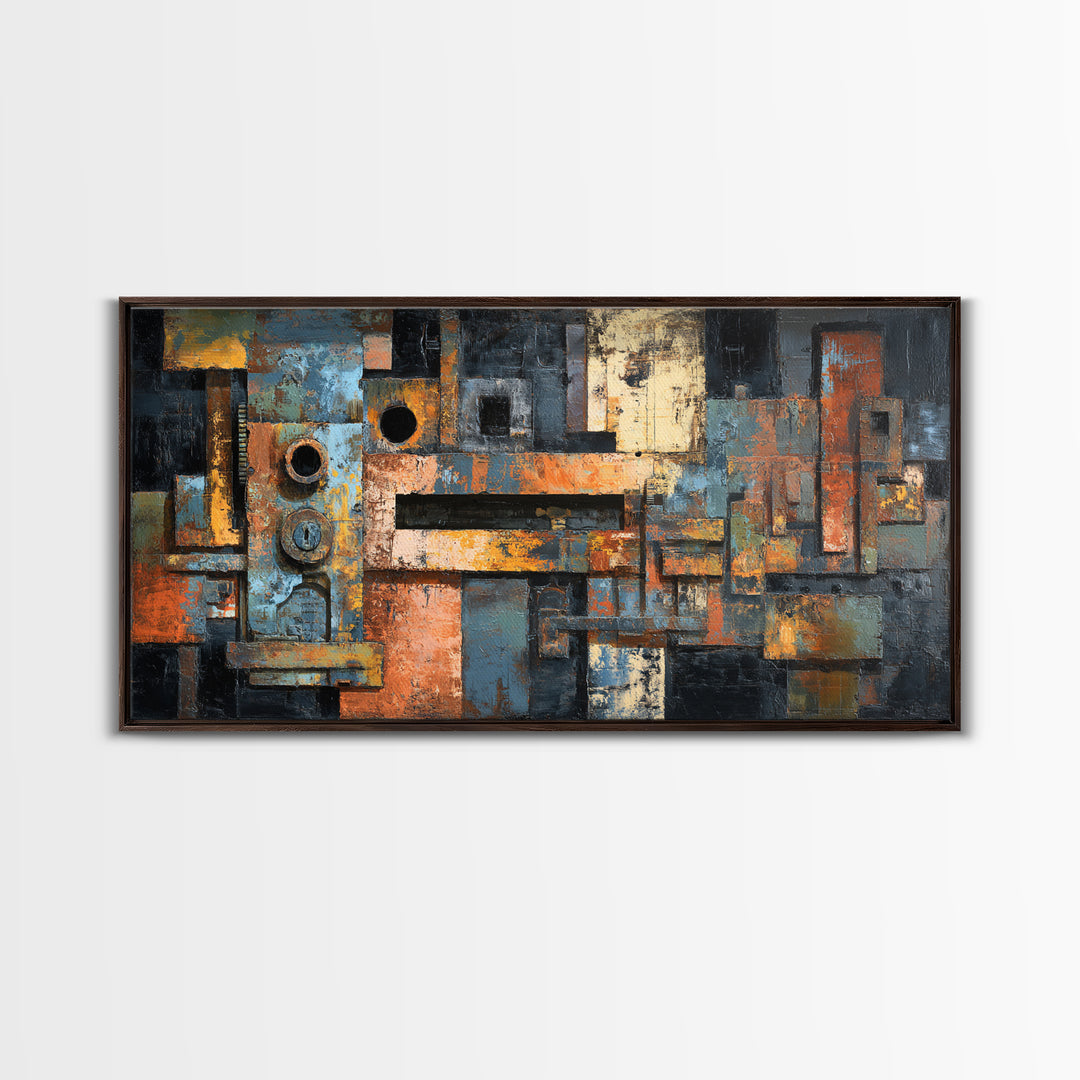 Exposed Brick Texture Abstract Canvas Print, Industrial Art, Decor, Living Room Decor, Abstract Art, Foundry, IND-2x1-48