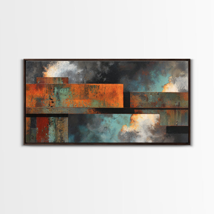 Steel Beams Crossing Like Abstract Lines Canvas Print, Industrial Art, Black and White Wall Art, Living Room Decor, Foundry, IND-2x1-61