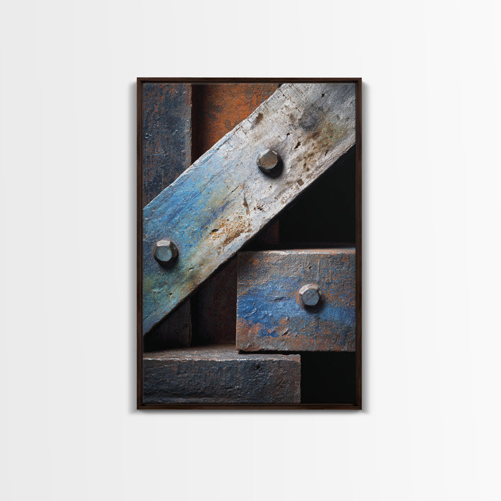 Steel Beams Crossing Like Abstract Lines Framed Canvas Print, Industrial Art, Printable Art, Living Room Decor, Foundry, IND-2x3-1