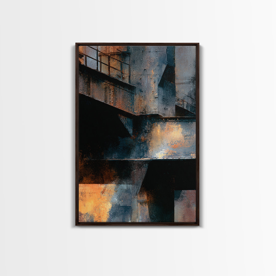 Urban Rail Yard Canvas Print, Industrial Art, Abstract Wall Art, Living Room Decor, Watercolor Art, Foundry, IND-2x3-29