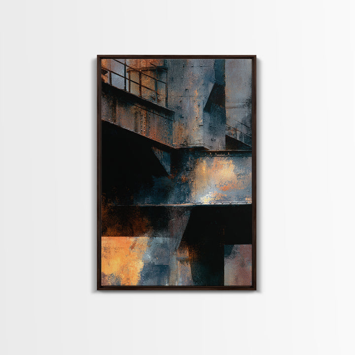 Urban Rail Yard Canvas Print, Industrial Art, Abstract Wall Art, Living Room Decor, Watercolor Art, Foundry, IND-2x3-29