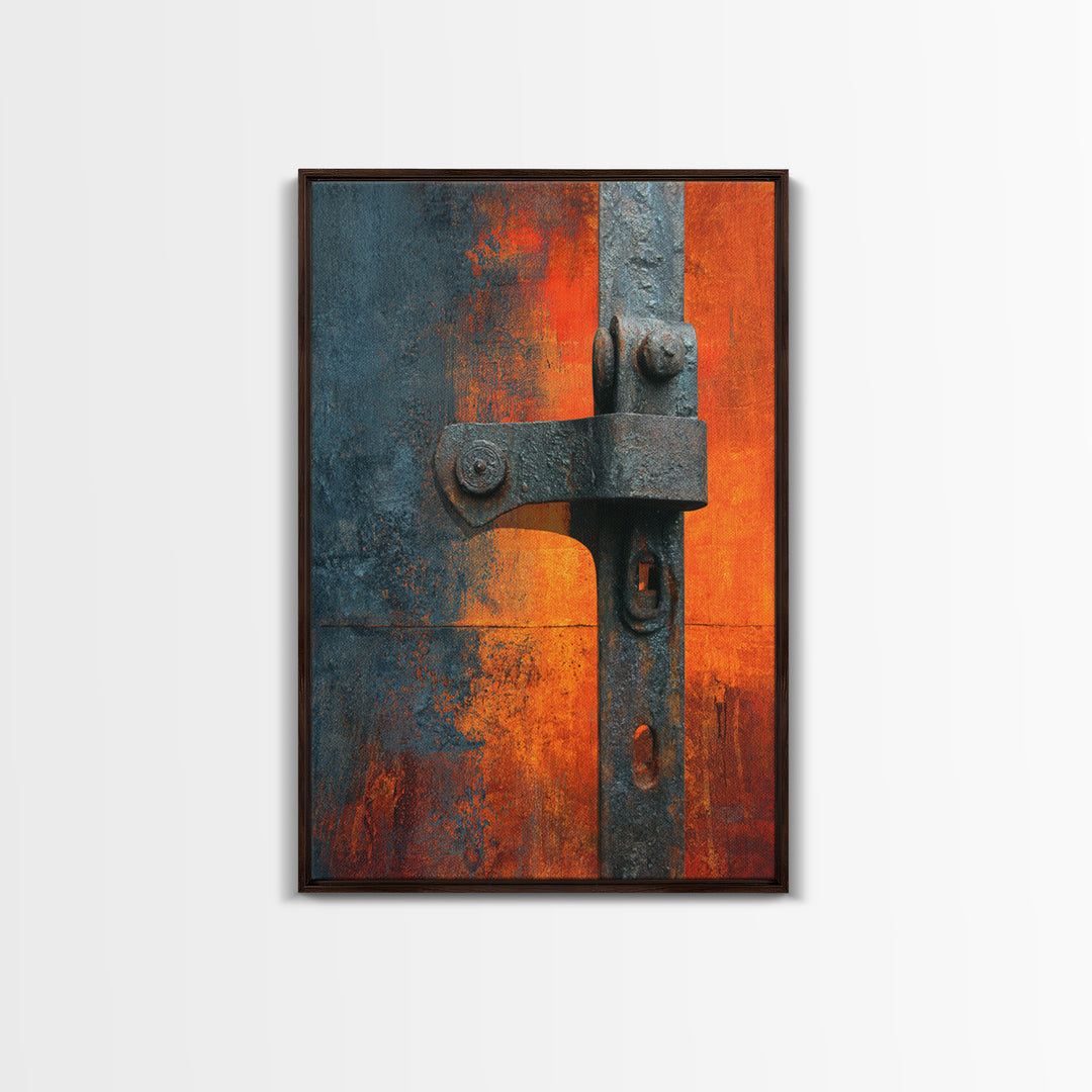 Riveted Metal Panel Texture Study Framed Canvas Print, Industrial Art, Wall Decor, Living Room Decor, Fine Art, Foundry, IND-2x3-30