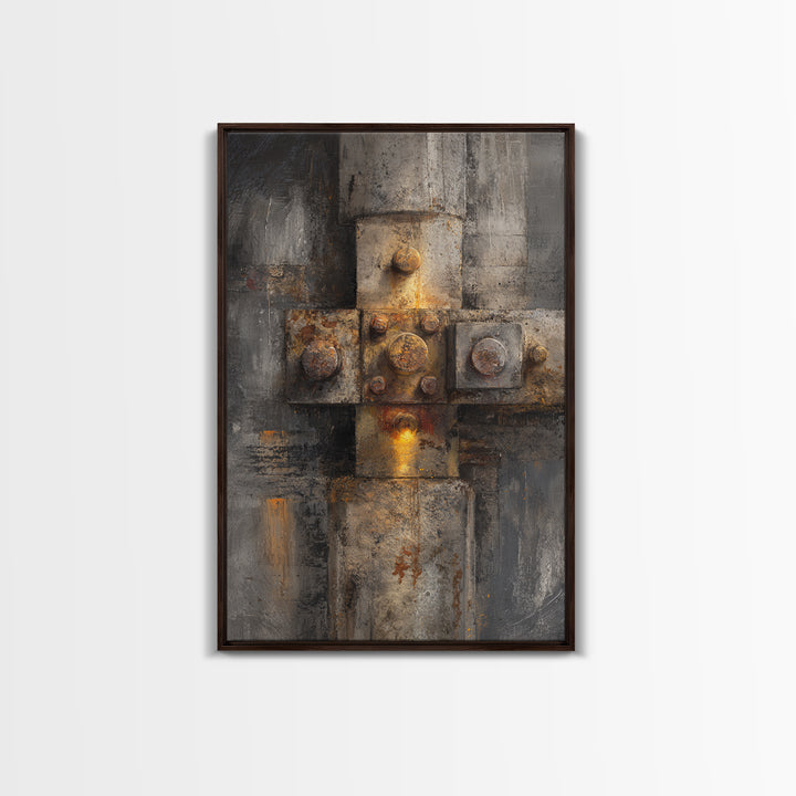 Concrete Wall Abstract Framed Canvas Print, Industrial Art, Abstract Painting, Living Room Decor, Foundry, Neutral Decor, IND-2x3-41