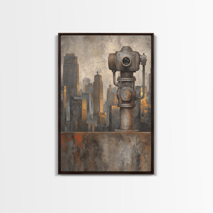 Industrial City Skyline Framed Canvas Print, Industrial Art, Living Room Decor, Abstract Art, Foundry, Abstract Wall Art, IND-2x3-44