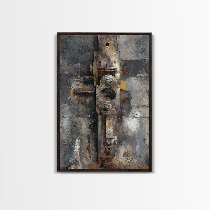 Abstract Smoke and Steel Shapes Framed Canvas Print, Industrial Art, Art Prints, Living Room Decor, Fine Art, Foundry, IND-2x3-56