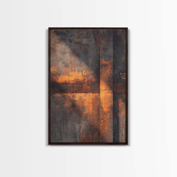 Exposed Brick Texture Abstract Framed Canvas Print, Industrial Art, Abstract Painting, Living Room Decor, Abstract Art, Foundry, IND-2x3-60