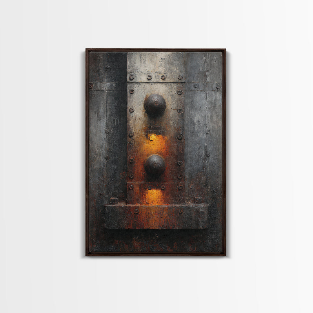 Riveted Metal Panel Texture Study Framed Canvas Print, Industrial Art, Printable Art, Living Room Decor, Fine Art, Foundry, IND-2x3-78