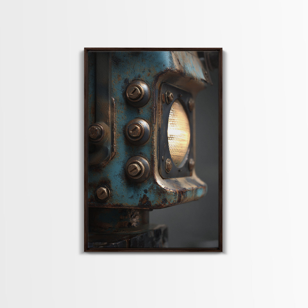Industrial Lamp with Warm Glow Canvas Print, Industrial Art, Steampunk Decor, Living Room Decor, Foundry, Luxury Decor, IND-2x3-79