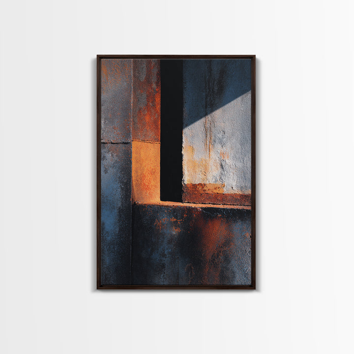Abstract Smoke and Steel Shapes Framed Canvas Print, Industrial Art, Metal Art, Living Room Decor, Abstract Art, Foundry, IND-2x3-80
