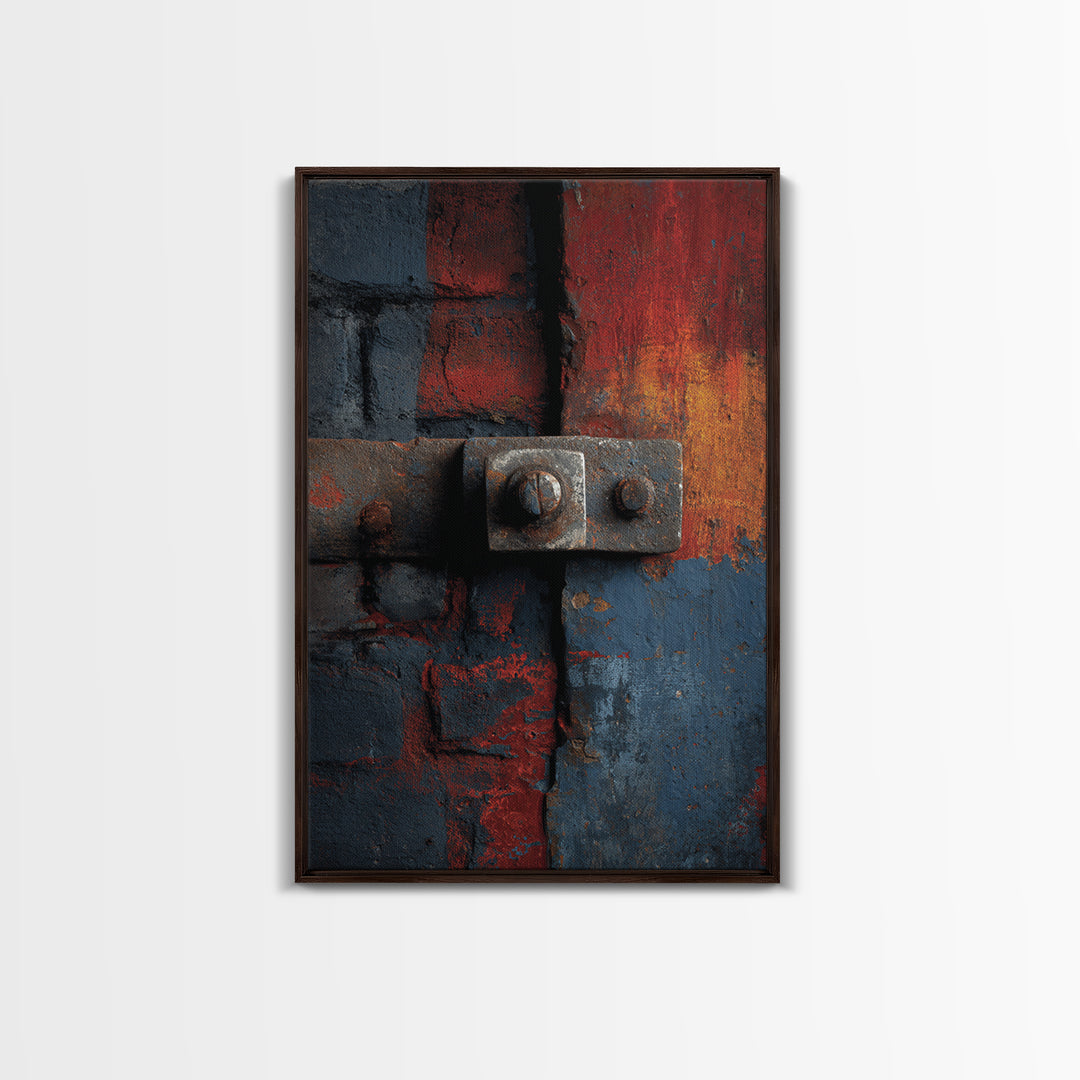 Exposed Brick Texture Abstract Framed Canvas Print, Industrial Art, Wall Art, Living Room Decor, Abstract Art, Foundry, IND-2x3-84