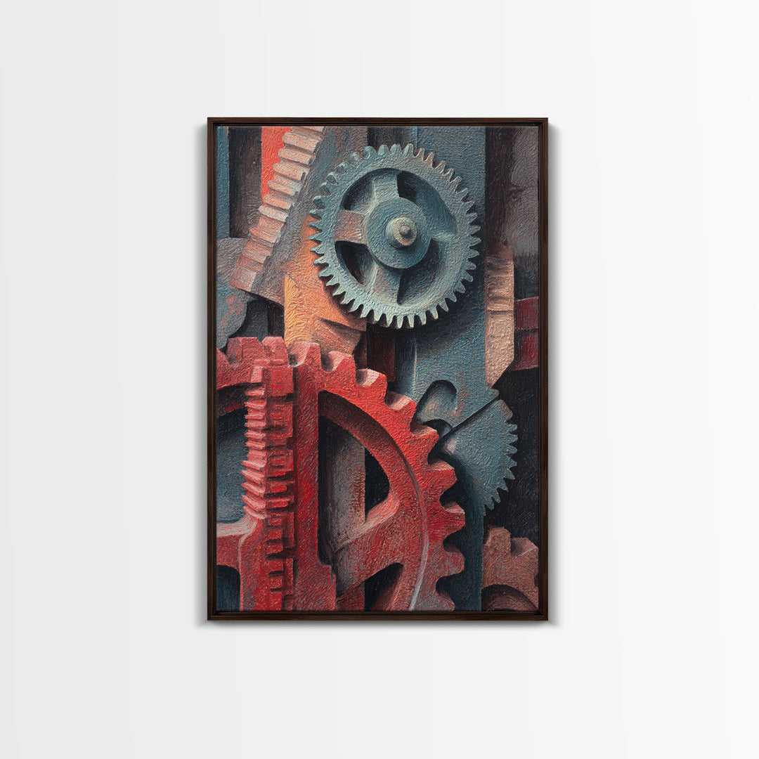 Rusted Gears Arranged as Sculptural Still Life Canvas Print, Industrial Art, Black and White Wall Art, Living Room Decor, IND-2x3-9