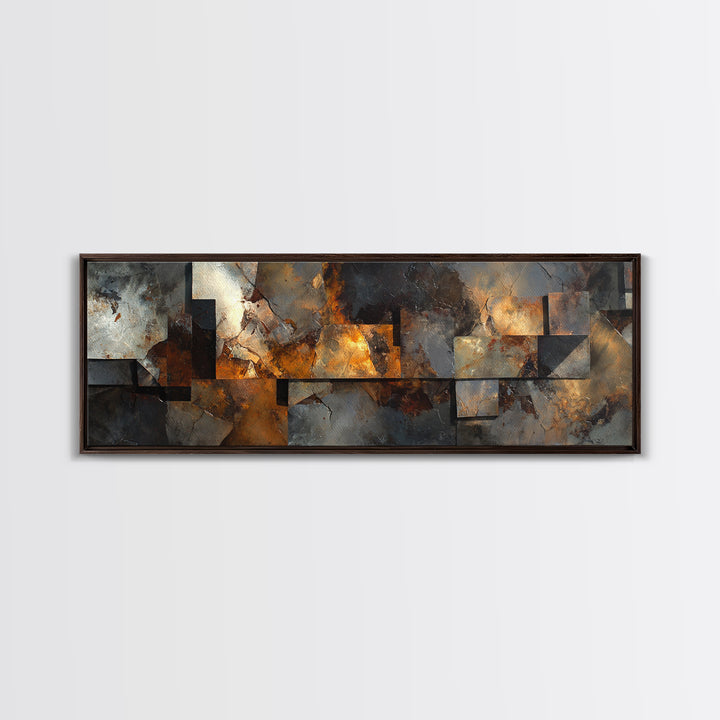 Abstract Smoke and Steel Shapes Canvas Print, Industrial Art, Modern Decor, Living Room Decor, Fine Art, Foundry, Wall Decor, IND-3x1-40