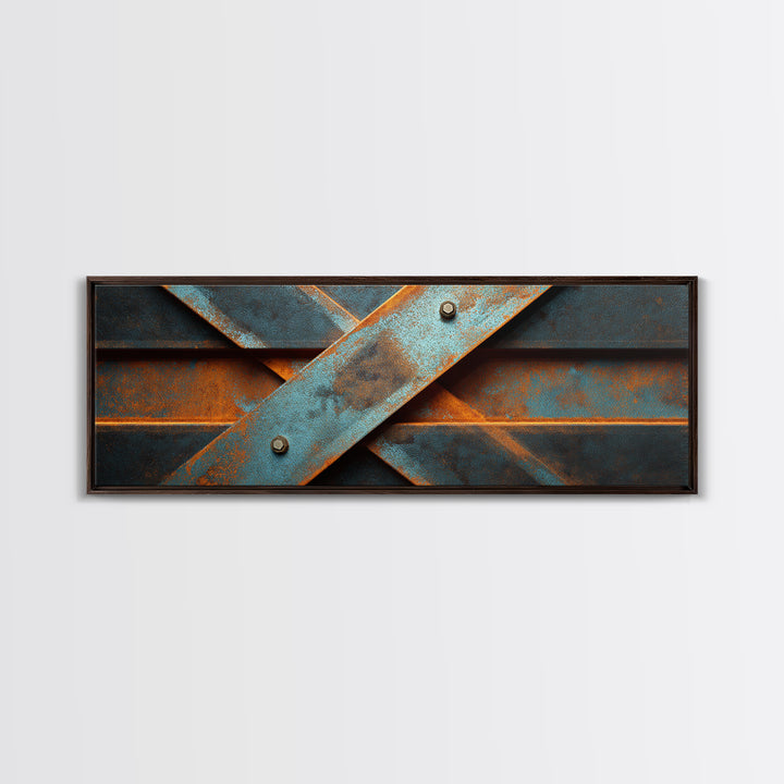 Steel Beams Crossing Like Abstract Lines Canvas Print, Industrial Art, Statement Artwork, Living Room Decor, Foundry, IND-3x1-57