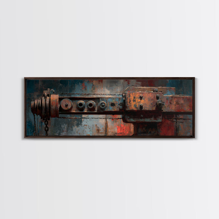 Warehouse Crane Silhouette Canvas Print, Industrial Art, Abstract Wall Art, Living Room Decor, Foundry, Black and White Art, IND-3x1-71