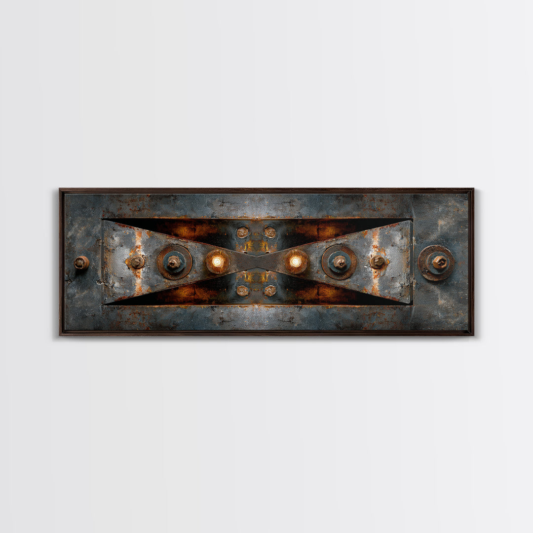 Steel Beams Crossing Like Abstract Lines Framed Canvas Print, Industrial Art, Living Room Art, Living Room Decor, Foundry, IND-3x1-9