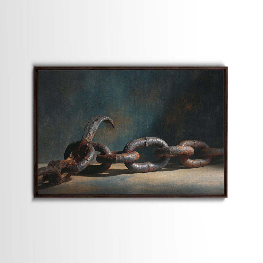 Chain and Hook Still Life Framed Canvas Print, Industrial Art, Fine Art Print, Living Room Decor, Fine Art, Foundry, Wall Decor, IND-3x2-20