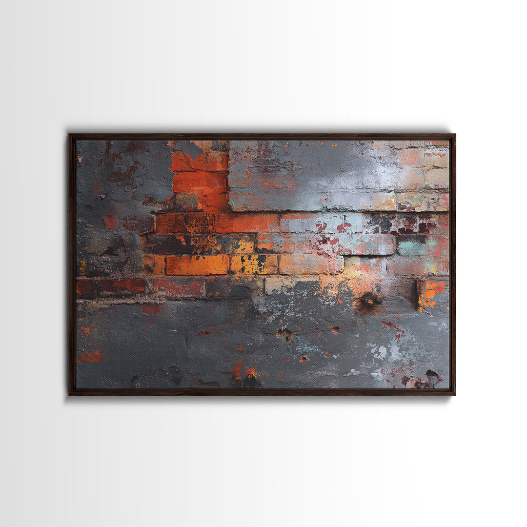 Exposed Brick Texture Abstract Canvas Print, Industrial Art, Digital Prints, Living Room Decor, Abstract Art, Foundry, IND-3x2-56