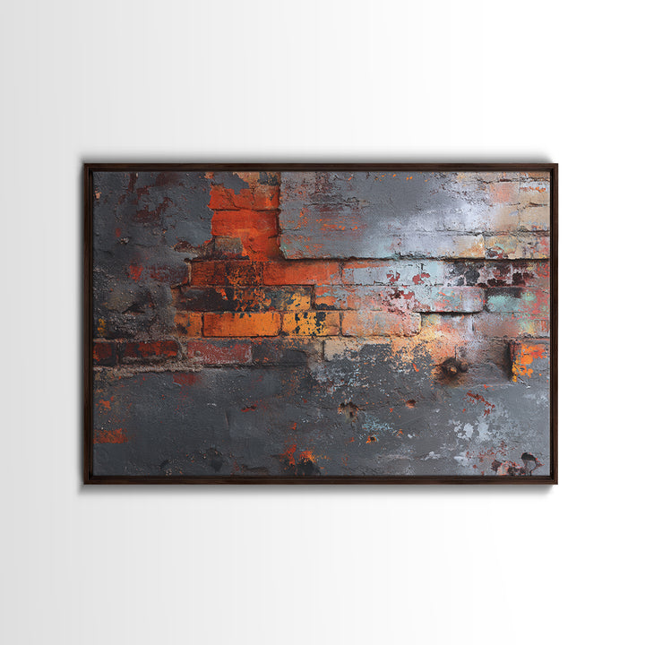 Exposed Brick Texture Abstract Canvas Print, Industrial Art, Digital Prints, Living Room Decor, Abstract Art, Foundry, IND-3x2-56