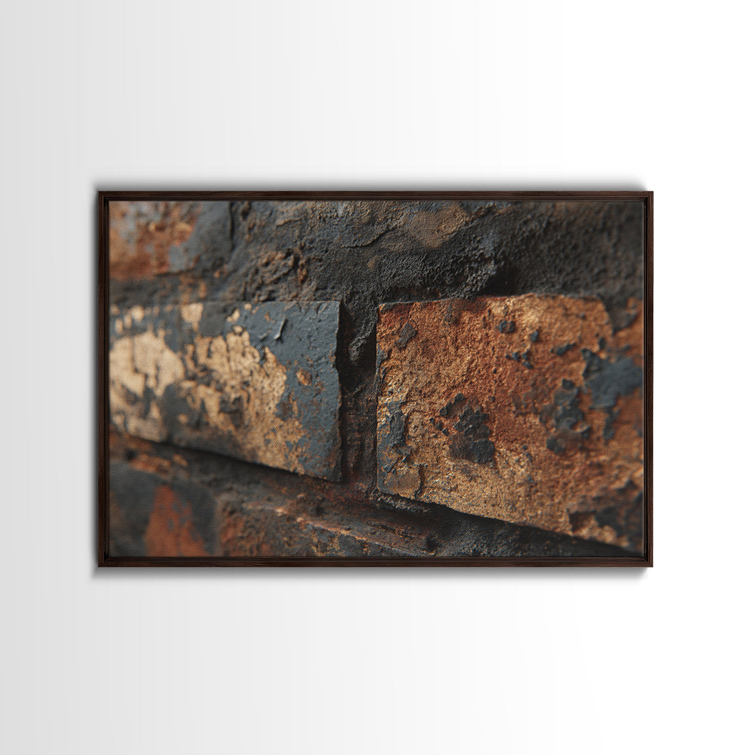 Exposed Brick Texture Abstract Framed Canvas Print, Industrial Art, Gallery Decor, Living Room Decor, Fine Art, Foundry, IND-3x2-8