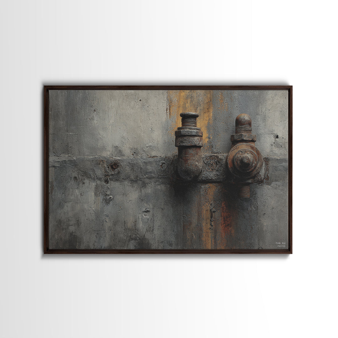 Concrete Wall Abstract Framed Canvas Print, Industrial Art, Wall Art, Living Room Decor, Abstract Art, Foundry, Original Art, IND-3x2-85