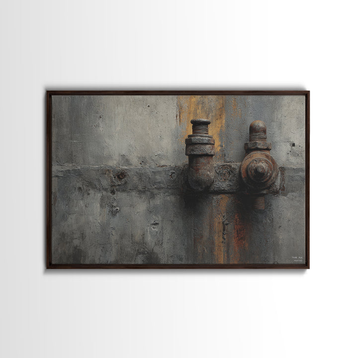 Concrete Wall Abstract Framed Canvas Print, Industrial Art, Wall Art, Living Room Decor, Abstract Art, Foundry, Original Art, IND-3x2-85