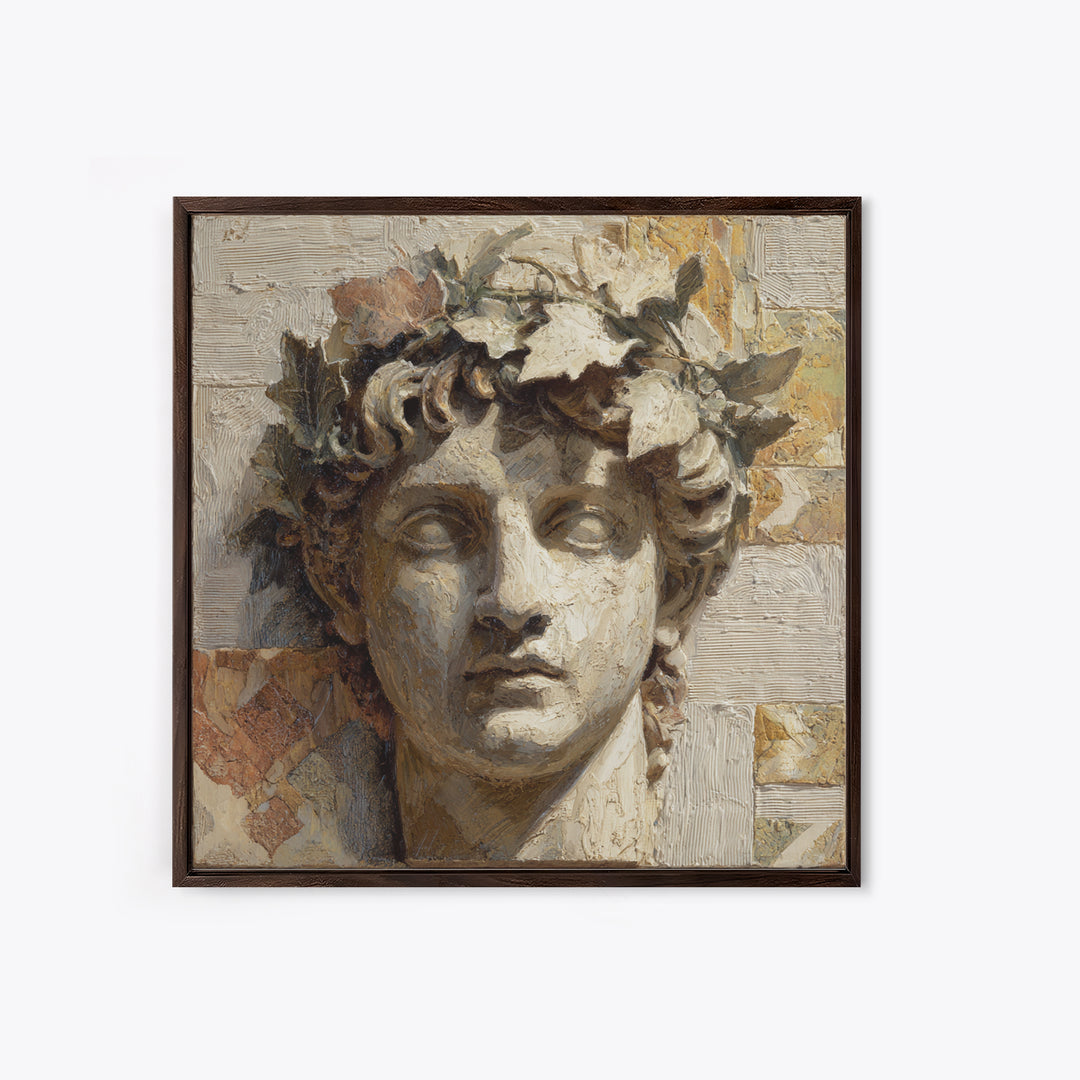 Classic Roman Statue Bust Framed Canvas Print, Italian Villa Art, Oil Painting, Living Room Decor, Villa, Farmhouse Wall Art, IVA-1x1-12