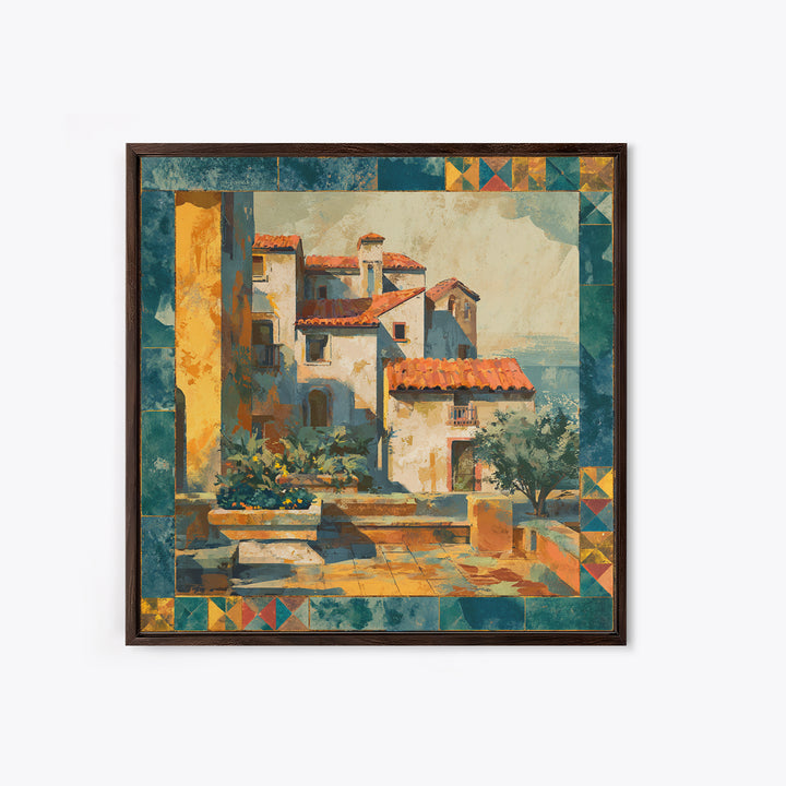 Amalfi Coast Cliffs Canvas Print, Italian Villa Art, Coastal Wall Art, Living Room Decor, Watercolor Art, Villa, IVA-1x1-13