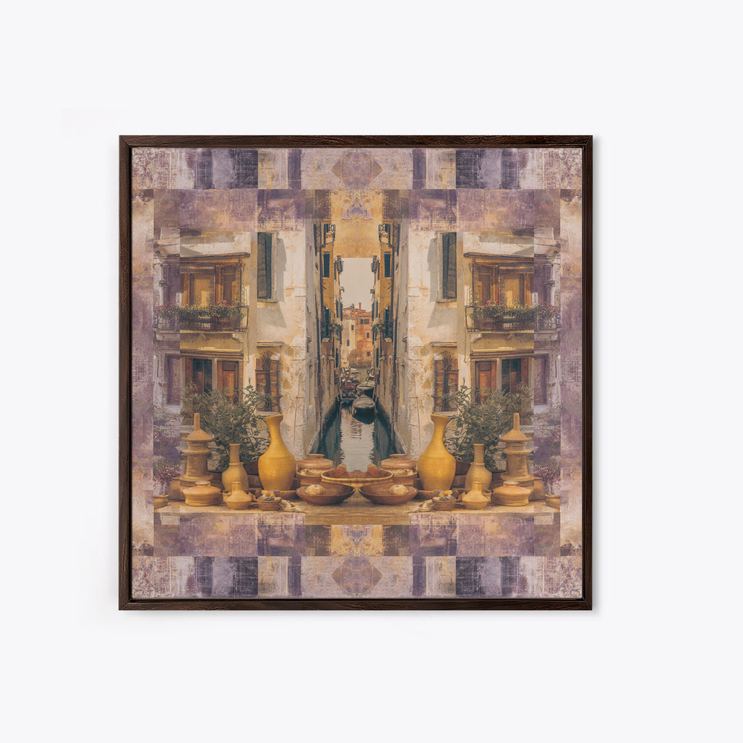 Venetian Canal Reflection Without City Crowd Canvas Print, Italian Villa Art, Large Wall Art, Living Room Decor, Villa, IVA-1x1-20