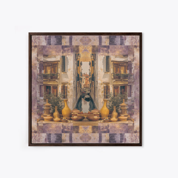 Venetian Canal Reflection Without City Crowd Canvas Print, Italian Villa Art, Large Wall Art, Living Room Decor, Villa, IVA-1x1-20
