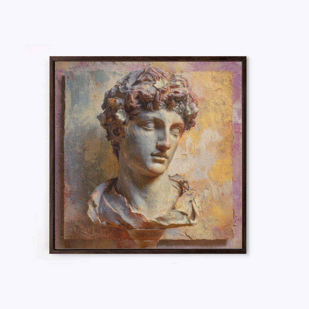 Classic Roman Statue Bust Canvas Print, Italian Villa Art, Living Room Decor, Watercolor Art, Villa, Living Room Art, IVA-1x1-36