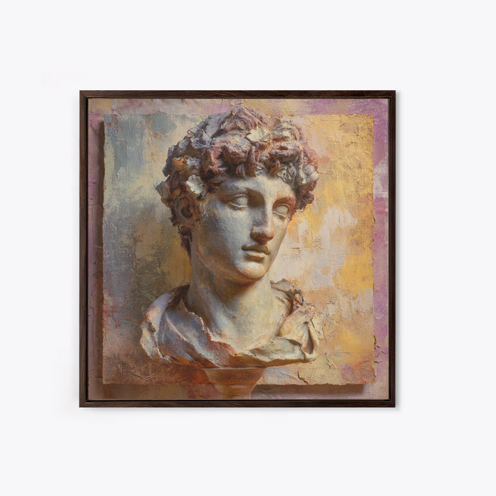 Classic Roman Statue Bust Canvas Print, Italian Villa Art, Living Room Decor, Watercolor Art, Villa, Living Room Art, IVA-1x1-36